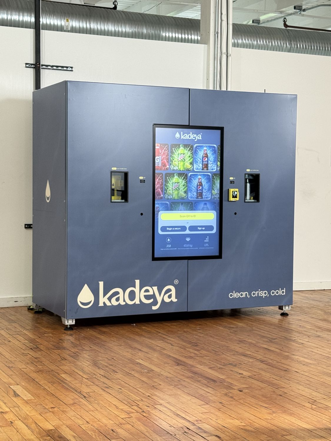 A Kadeya kiosk installed on a factory floor